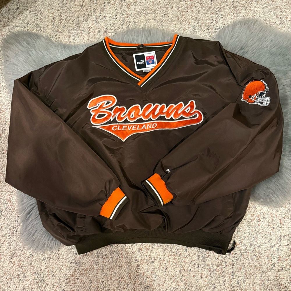 Cleveland Browns Pullover Jacket - Brown and Orange